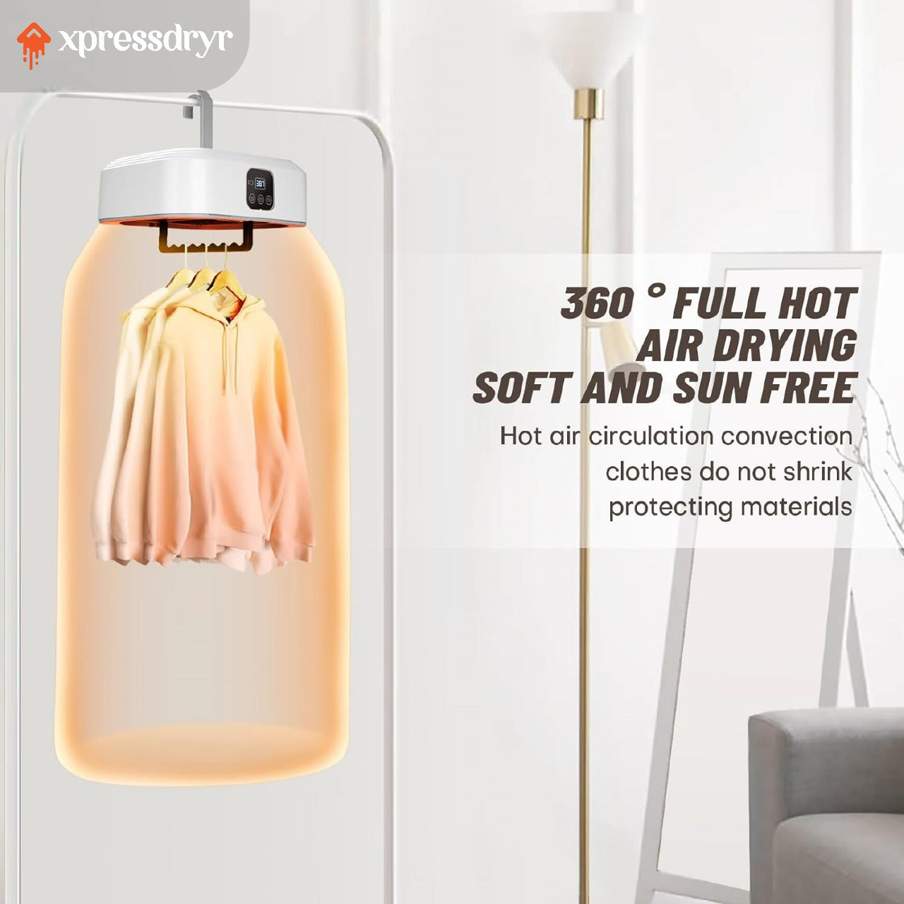 Xpressdryr Folding Portable Cloth Dryer, Mini Laundry Dryers with Remote Control, Small Compact Foldable Electric Drying Machine with Dry Bag for Travel, Home,Apartment.